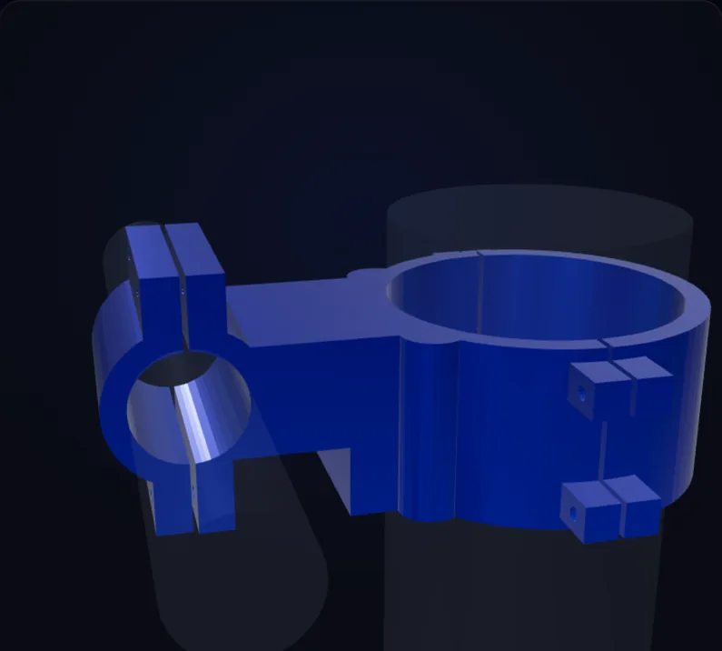 SkyVault offset-arm bracket clamped to a mast